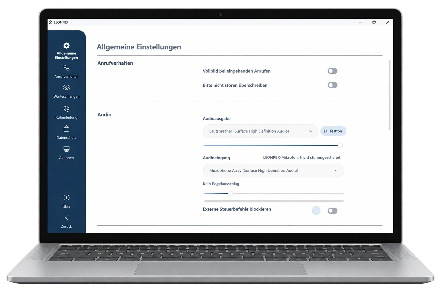 LEONPBX Systemsteuerung auf einem Windows-Arbeitsplatz